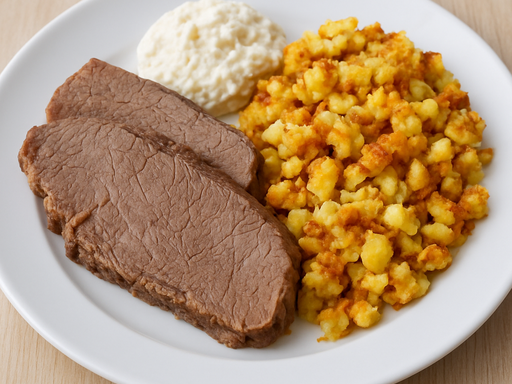 Gekochtes Rindfleisch (Ö) mit Semmelkren und Erdäpfelschmarren